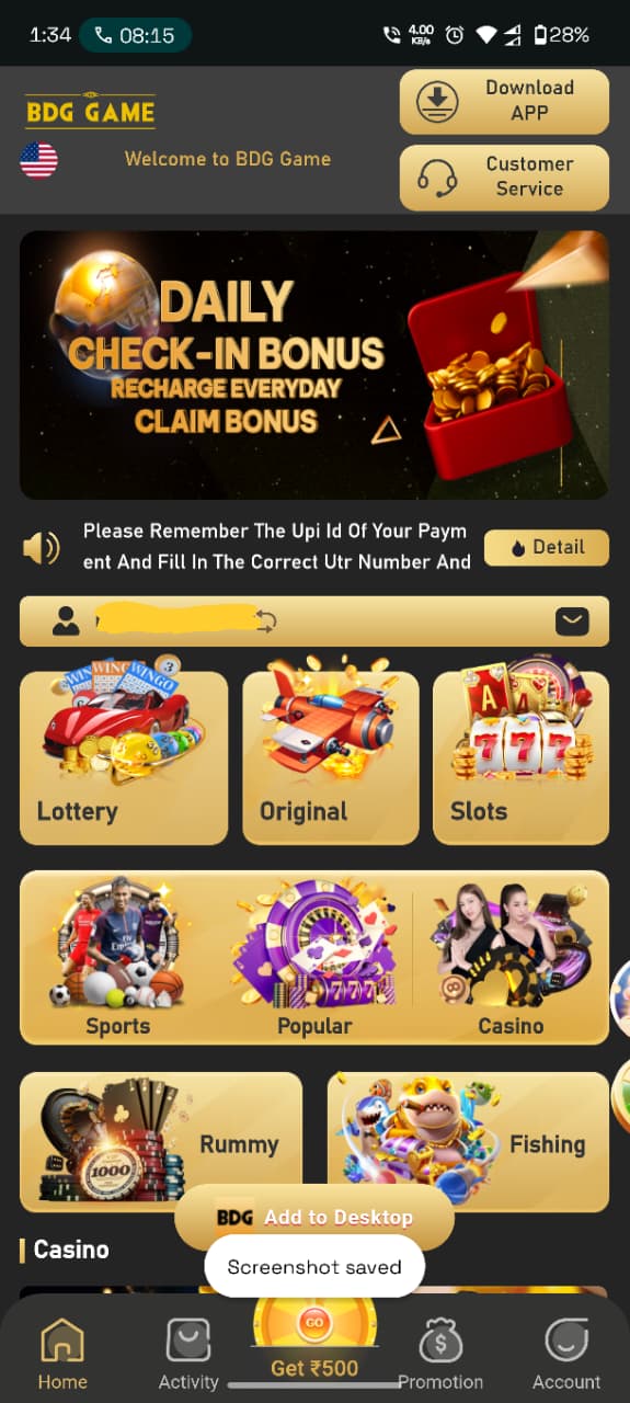 BDG GAME Daily Login Bonus